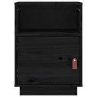 Comodino Nero 40x34x55 cm in Legno Massello di Pino 818323