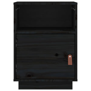 Comodino Nero 40x34x55 cm in Legno Massello di Pino 818323