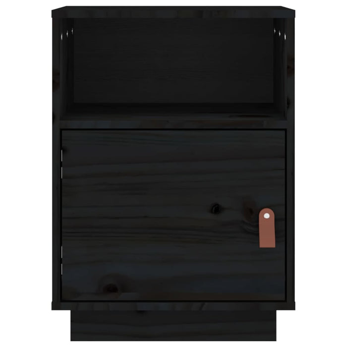 Comodino Nero 40x34x55 cm in Legno Massello di Pino 818323