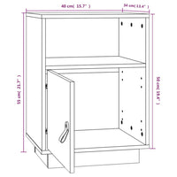 Comodino Nero 40x34x55 cm in Legno Massello di Pino 818323