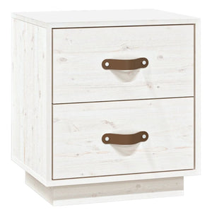 Comodino-Tavolino da notte Bianco 40x34x45 cm in Legno Massello di Pino 867208