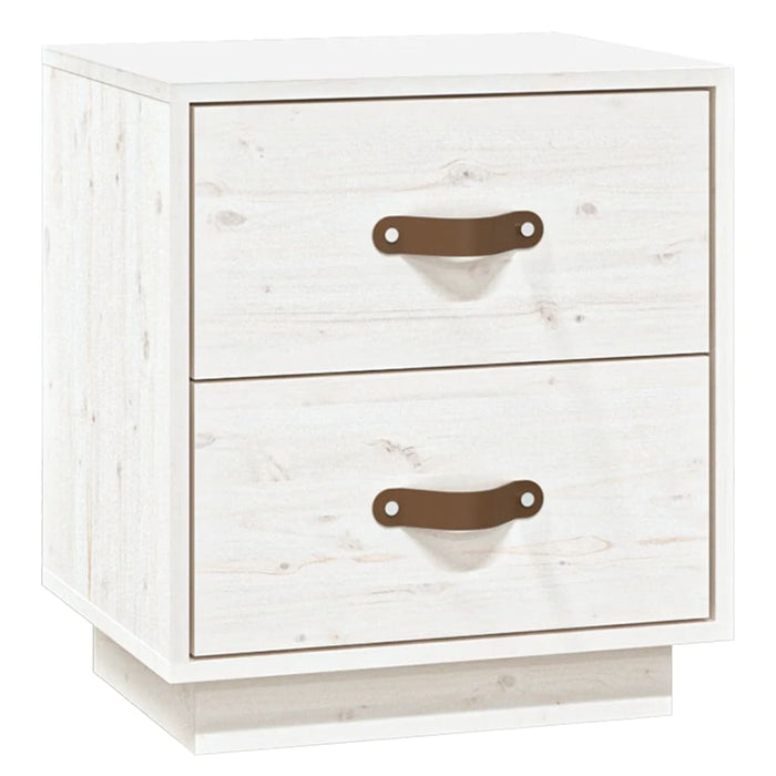 Comodino-Tavolino da notte Bianco 40x34x45 cm in Legno Massello di Pino 867208