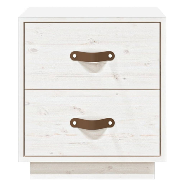 Comodino-Tavolino da notte Bianco 40x34x45 cm in Legno Massello di Pino 867208