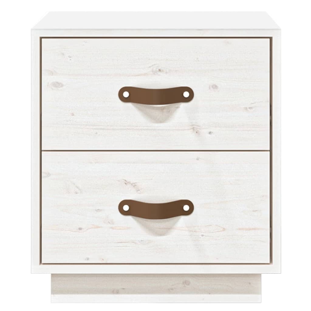 Comodino Bianco 40x34x45 cm in Legno Massello di Pino 818327