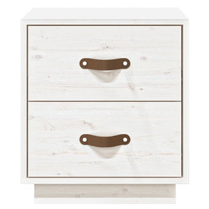 Comodino Bianco 40x34x45 cm in Legno Massello di Pino 818327