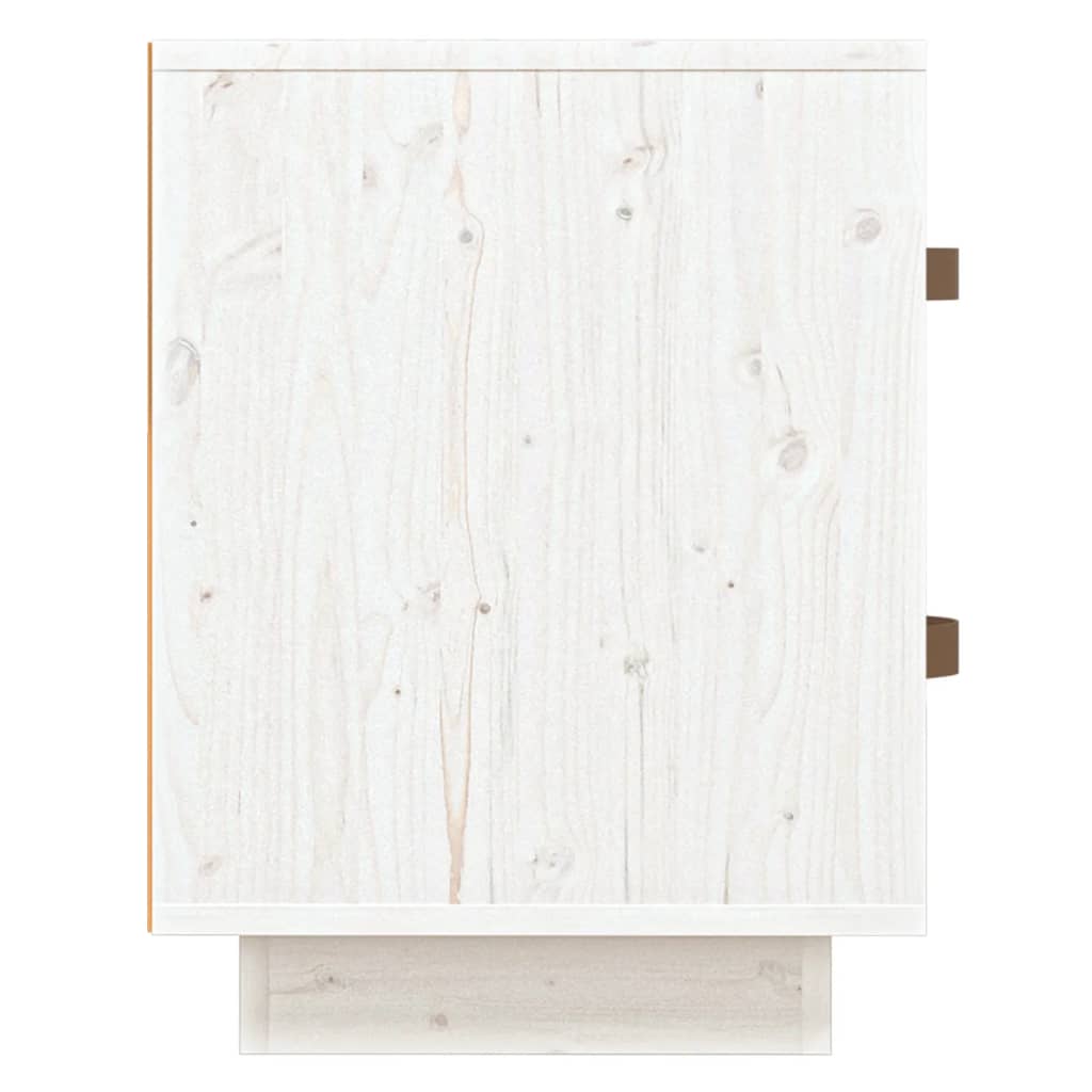 Comodino Bianco 40x34x45 cm in Legno Massello di Pino 818327