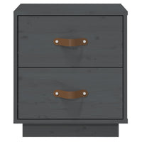 Comodino Grigio 40x34x45 cm in Legno Massello di Pino 818329