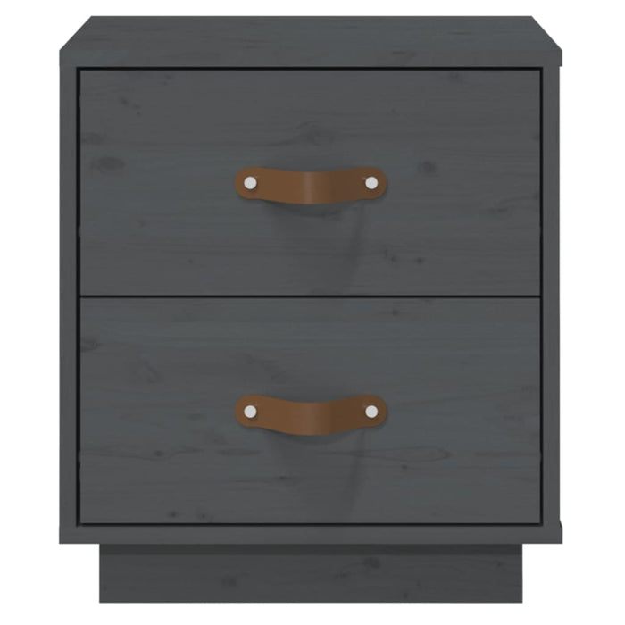 Comodino Grigio 40x34x45 cm in Legno Massello di Pino 818329