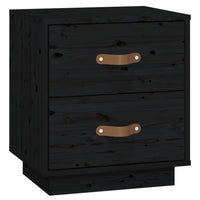 Comodino Nero 40x34x45 cm in Legno Massello di Pino 818333