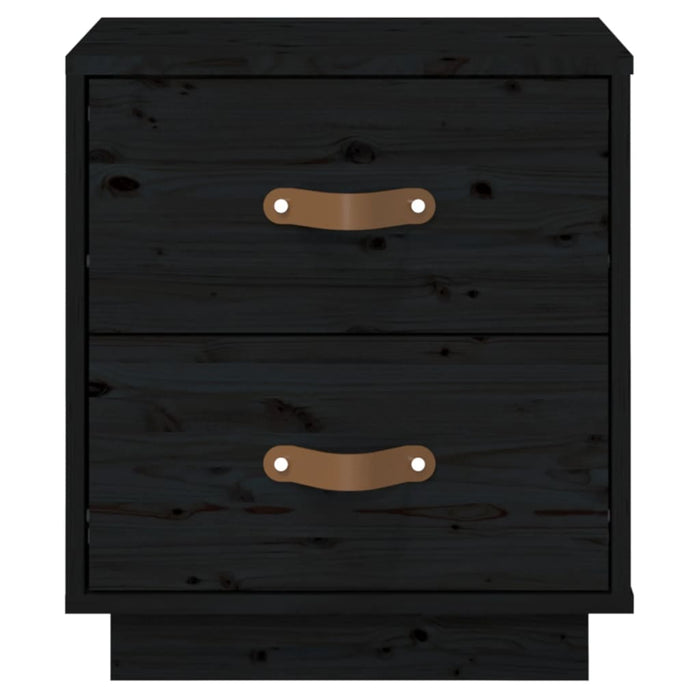 Comodino Nero 40x34x45 cm in Legno Massello di Pino 818333