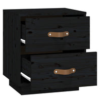 Comodino Nero 40x34x45 cm in Legno Massello di Pino 818333