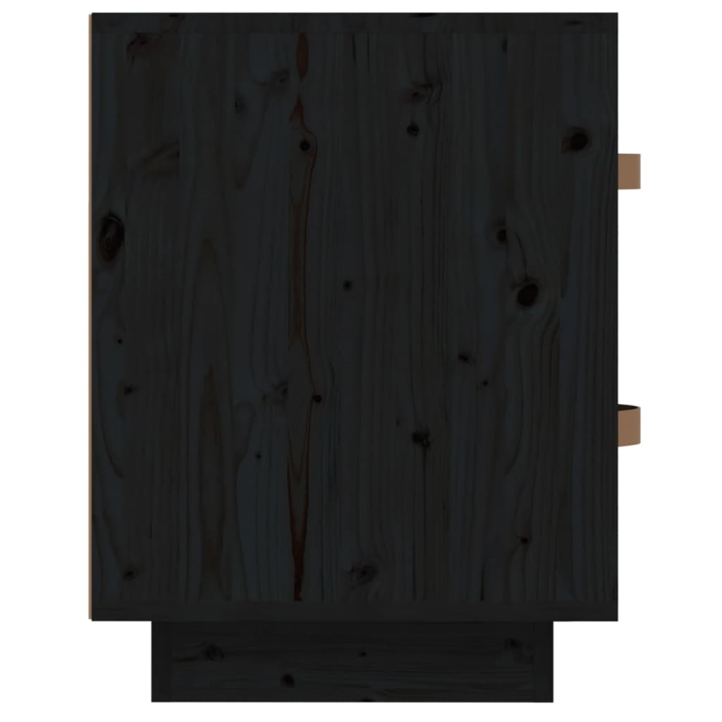 Comodino Nero 40x34x45 cm in Legno Massello di Pino 818333