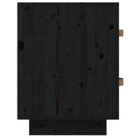 Comodino Nero 40x34x45 cm in Legno Massello di Pino 818333