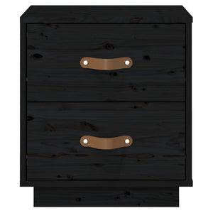 Comodini Neri 2 pz 40x34x45 cm in Legno Massello di Pino cod mxl 30276