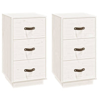 Comodini Bianchi 2 pz 40x40x75 cm in Legno Massello di Pino 818338