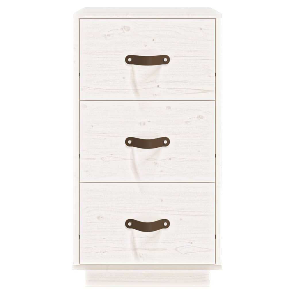 Comodini Bianchi 2 pz 40x40x75 cm in Legno Massello di Pino 818338