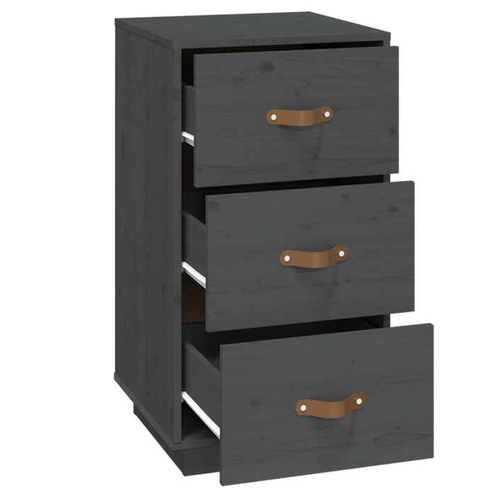 Comodini Grigi 2 pz 40x40x75 cm in Legno Massello di Pino cod mxl 30230