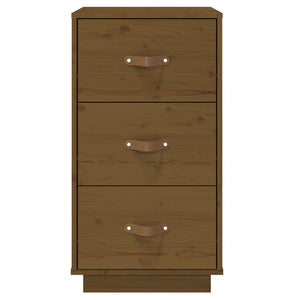 Comodino Ambrato 40x40x75 cm in Legno Massello di Pino 818341