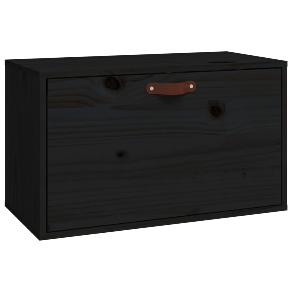 Pensile Nero 60x30x35 cm in Legno Massello di Pino 818354