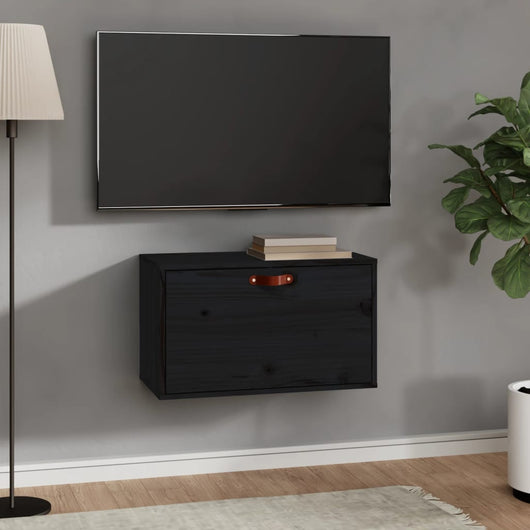 Pensile Nero 60x30x35 cm in Legno Massello di Pino 818354