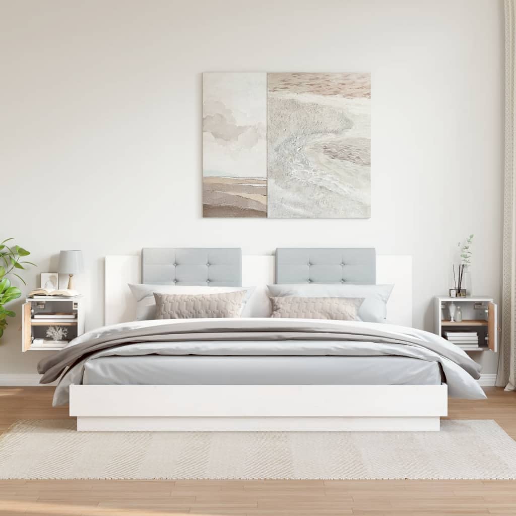 Pensili 2pz Bianchi 31,5x30x30 cm in Legno Massello di Pino 818358