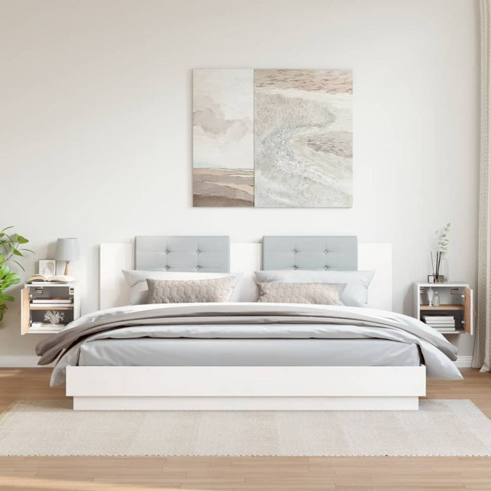 Pensili 2pz Bianchi 31,5x30x30 cm in Legno Massello di Pino 818358