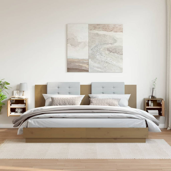 Pensili 2pz Marrone Miele31,5x30x30cm in Legno Massello di Pino cod mxl 32745