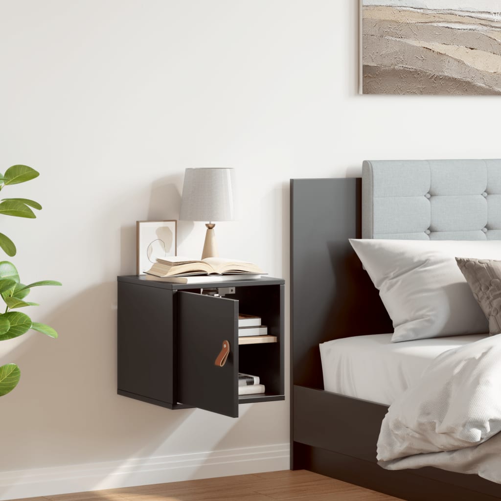 Pensile Nero 31,5x30x30 cm in Legno Massello di Pino 818363