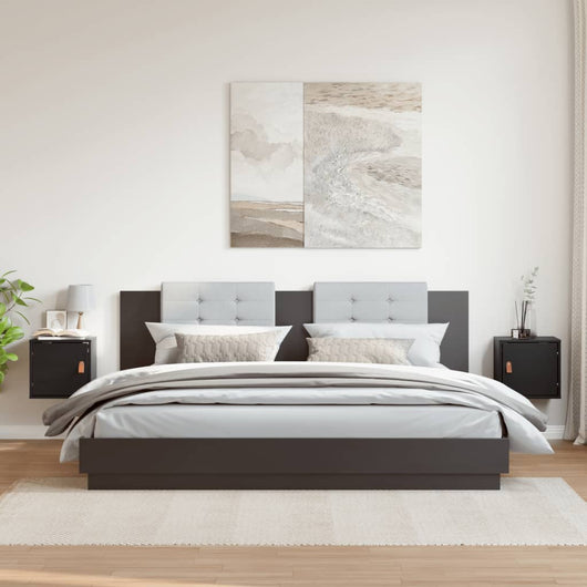 Pensili 2pz Neri 31,5x30x30 cm in Legno Massello di Pino 818364