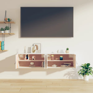 Pensili 2 pz Bianchi 60x30x30 cm in Legno Massello di Pino 818368