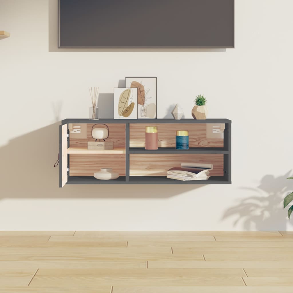 Pensile Grigio 80x30x30 cm in Legno Massello di Pino 818389