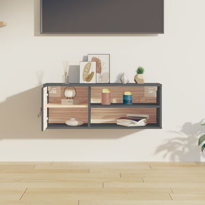 Pensile Grigio 80x30x30 cm in Legno Massello di Pino 818389