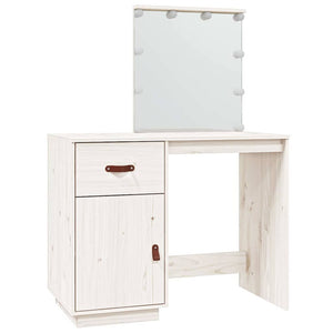 Toeletta con LED Bianca 95x50x133,5cm in Legno Massello di Pino 820093