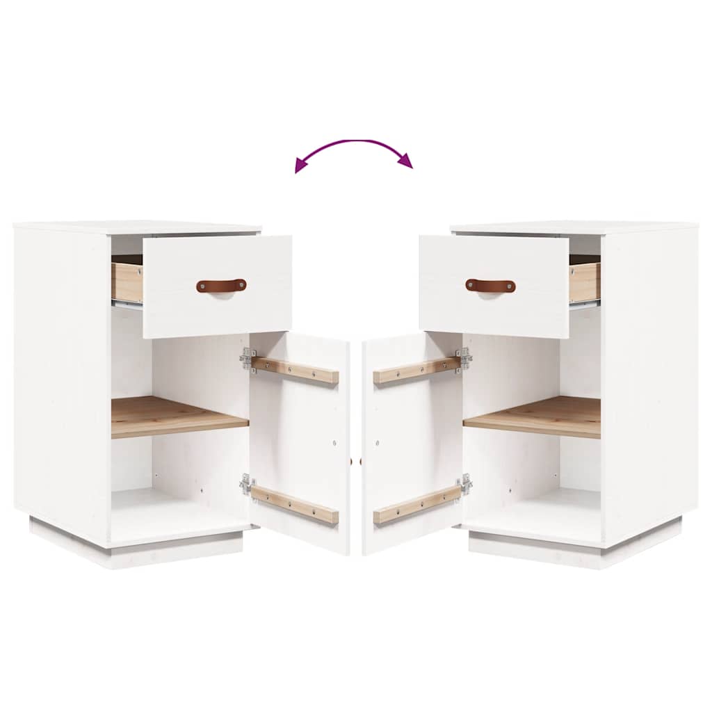 Armadietto da Scrivania Bianco 40x50x75 cm Legno Massello Pino 820098