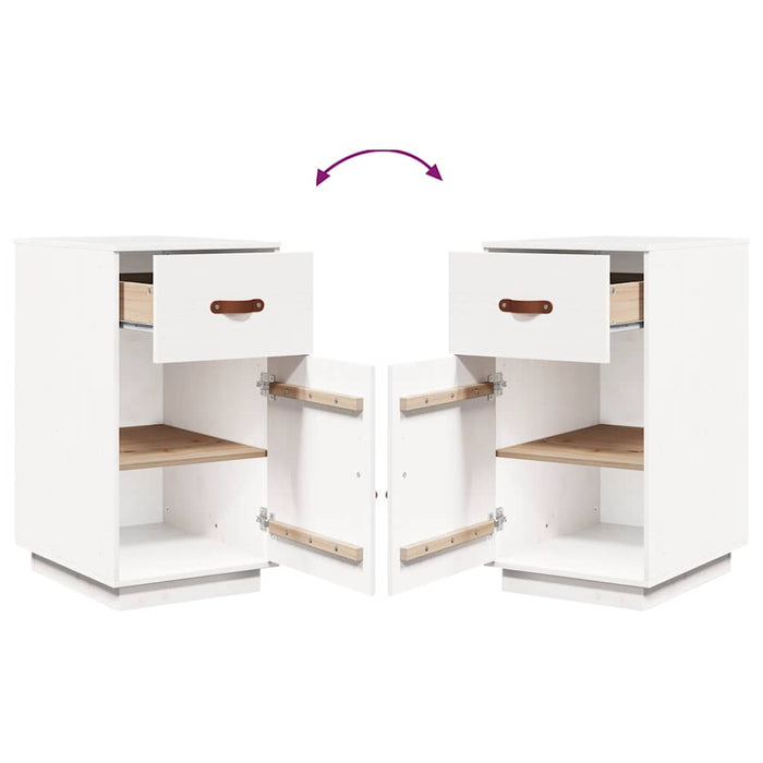 Armadietto da Scrivania Bianco 40x50x75 cm Legno Massello Pino 820098