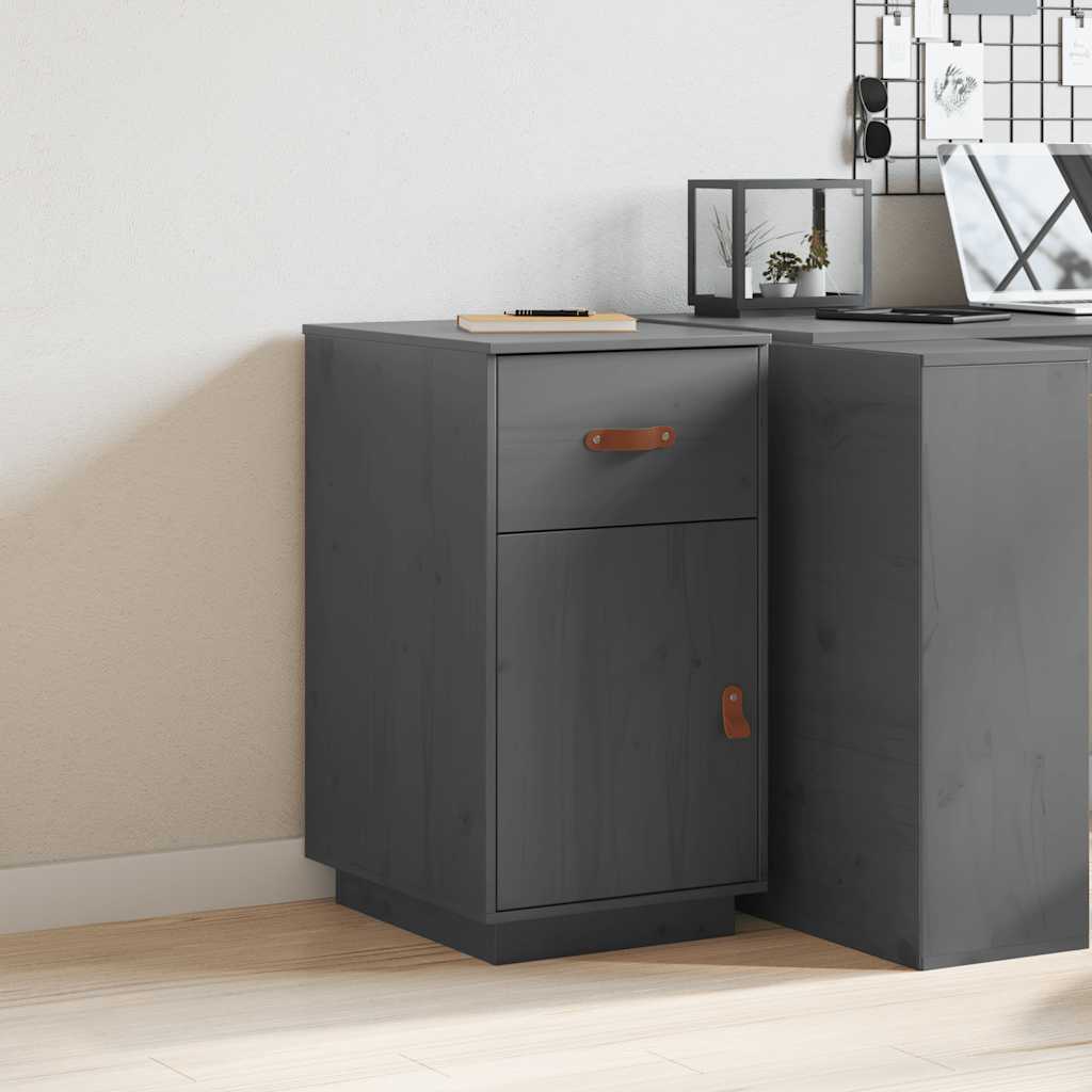 Armadietto da Scrivania Grigio 40x50x75 cm Legno Massello Pino 820099
