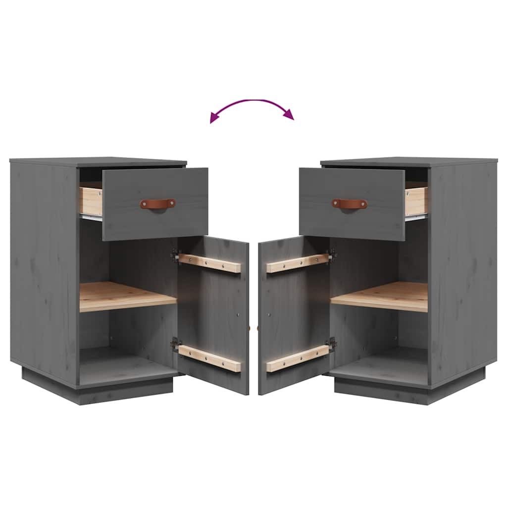 Armadietto da Scrivania Grigio 40x50x75 cm Legno Massello Pino 820099