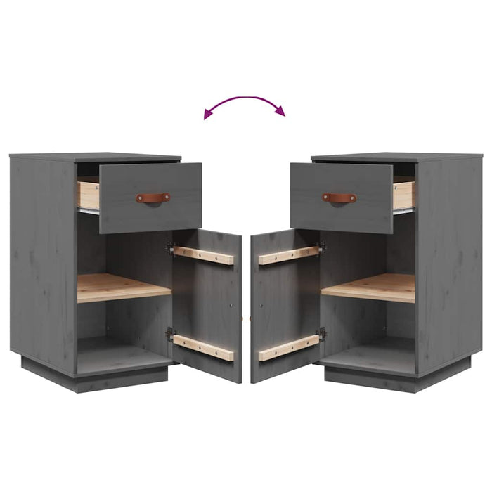 Armadietto da Scrivania Grigio 40x50x75 cm Legno Massello Pino 820099