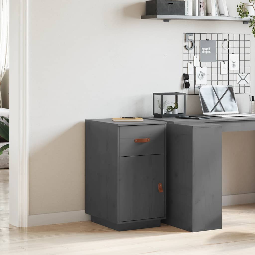 Armadietto da Scrivania Grigio 40x50x75 cm Legno Massello Pino 820099