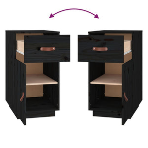 Armadietto da Scrivania Nero 40x50x75 cm Legno Massello Pino 820101