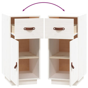 Credenza Bianca 34x40x75 cm in Legno Massello di Pino 820123