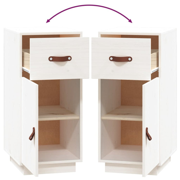 Credenza Bianca 34x40x75 cm in Legno Massello di Pino 820123