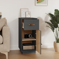 Credenza Grigia 34x40x75 cm in Legno Massello di Pino 820124