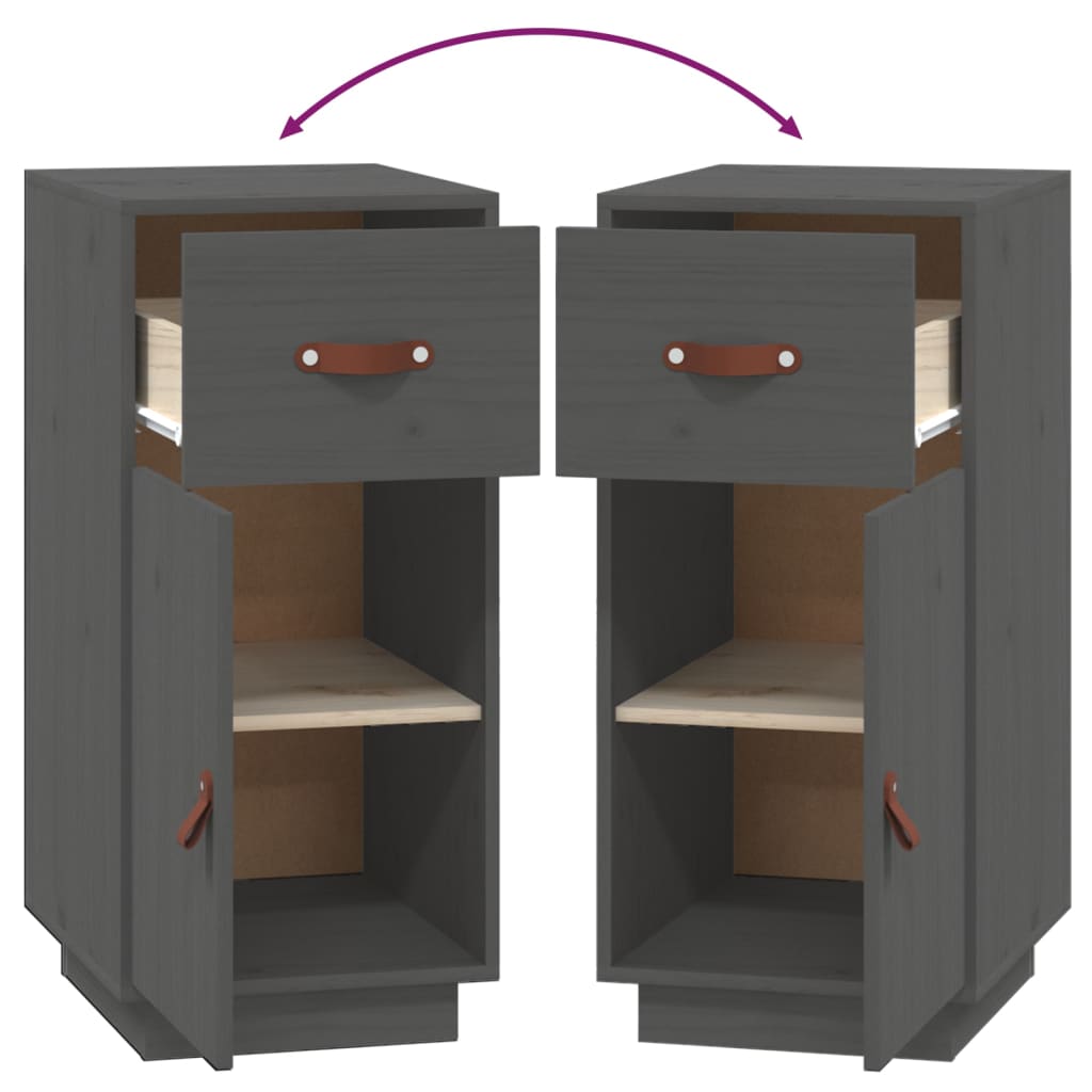 Credenza Grigia 34x40x75 cm in Legno Massello di Pino cod mxl 25717