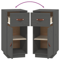 Credenza Grigia 34x40x75 cm in Legno Massello di Pino 820124