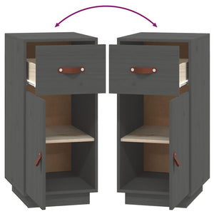 Credenza Grigia 34x40x75 cm in Legno Massello di Pino 820124