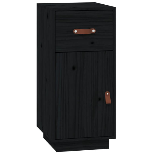 Credenza-Buffet-Armadio da cucina Nera 34x40x75 cm in Legno Massello di Pino