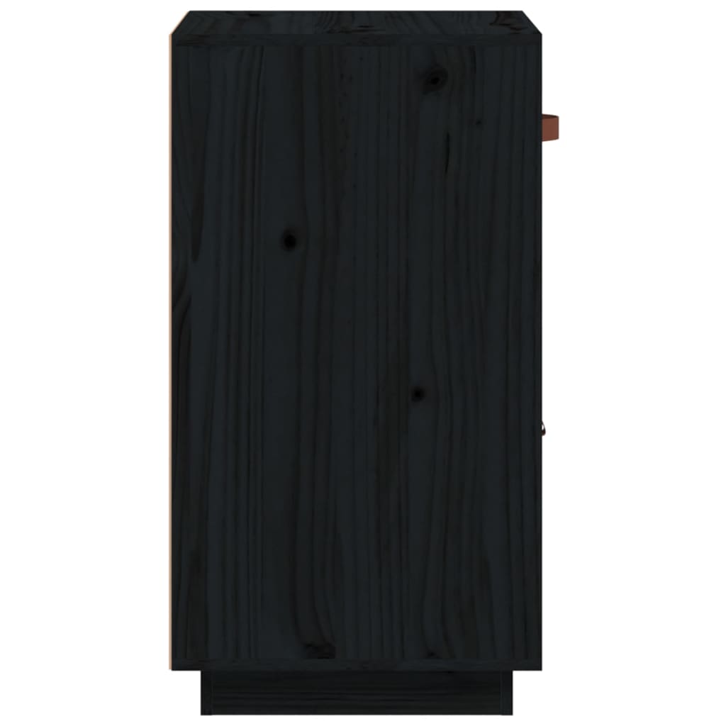 Credenza Nera 34x40x75 cm in Legno Massello di Pino 820126