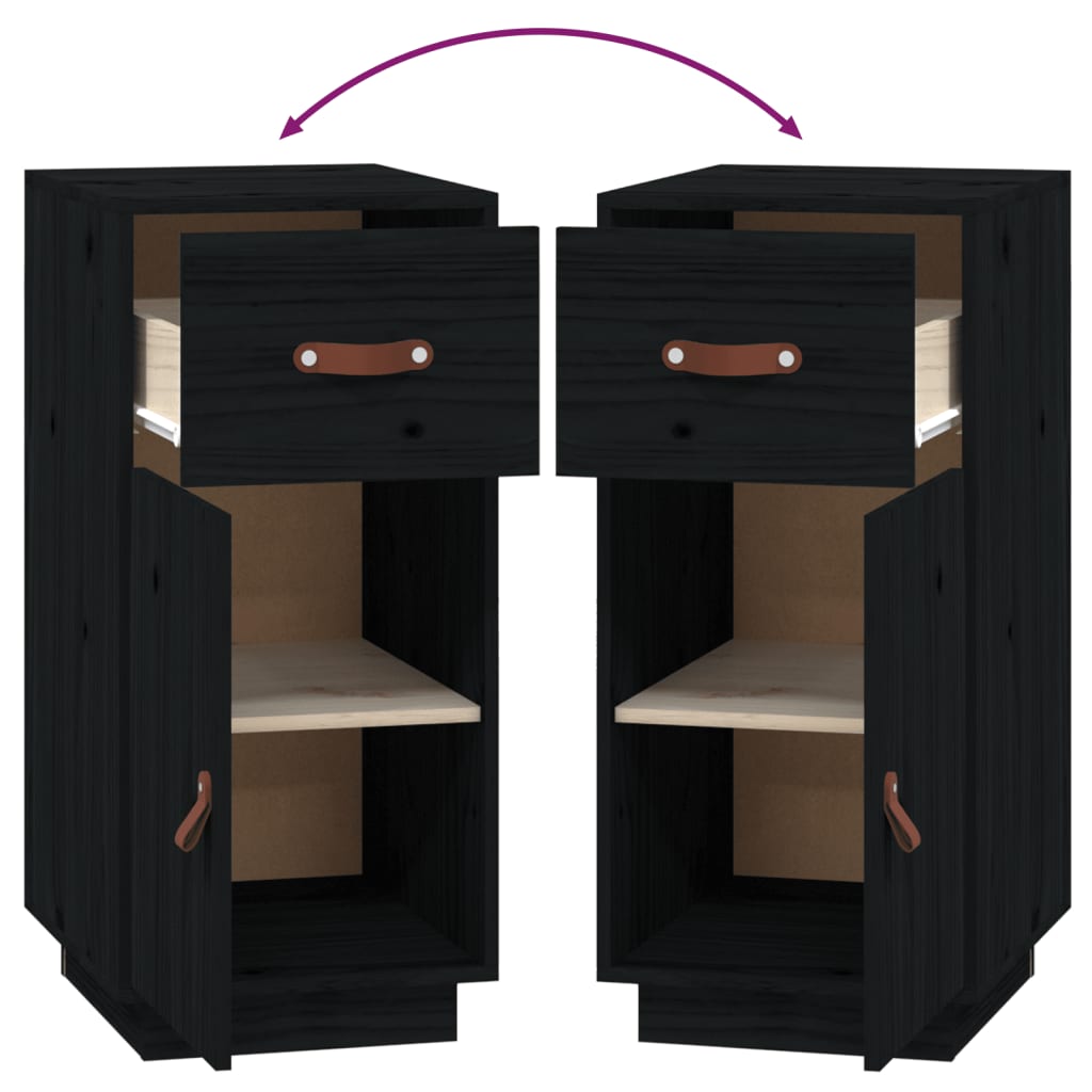 Credenza buffet cassettiera mobile contenitore organizer cucina soggiorno soggiorno 34 x 40 x 75 cm legno massello di pino nero 02_0035917