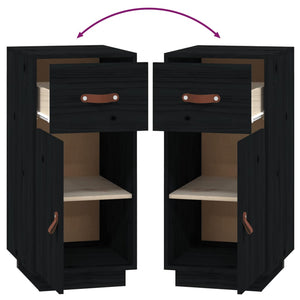 Credenza buffet cassettiera mobile contenitore organizer cucina soggiorno soggiorno 34 x 40 x 75 cm legno massello di pino nero 02_0035917